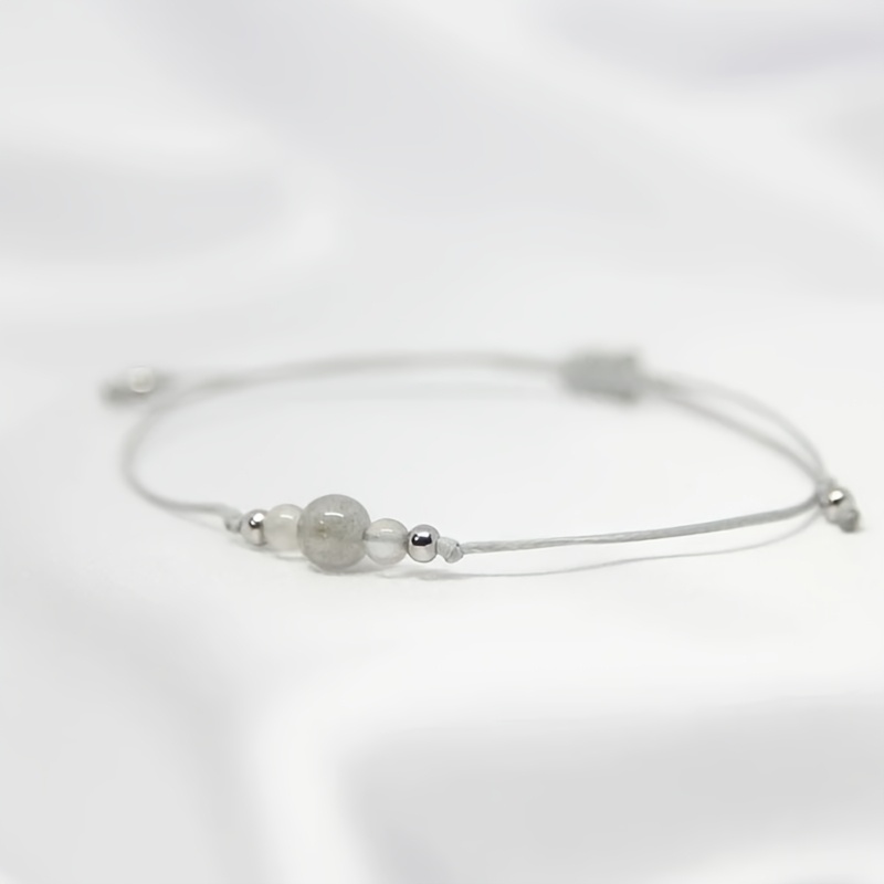 Handmade Adjustable Rope Bracelet with Natural August Birthstone